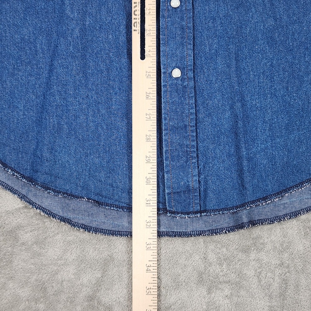 Wrangler Shirt Mens XL Blue Denim Western Pearl Snap Long Sleeve Cowboy Workwear - Picture 11 of 13
